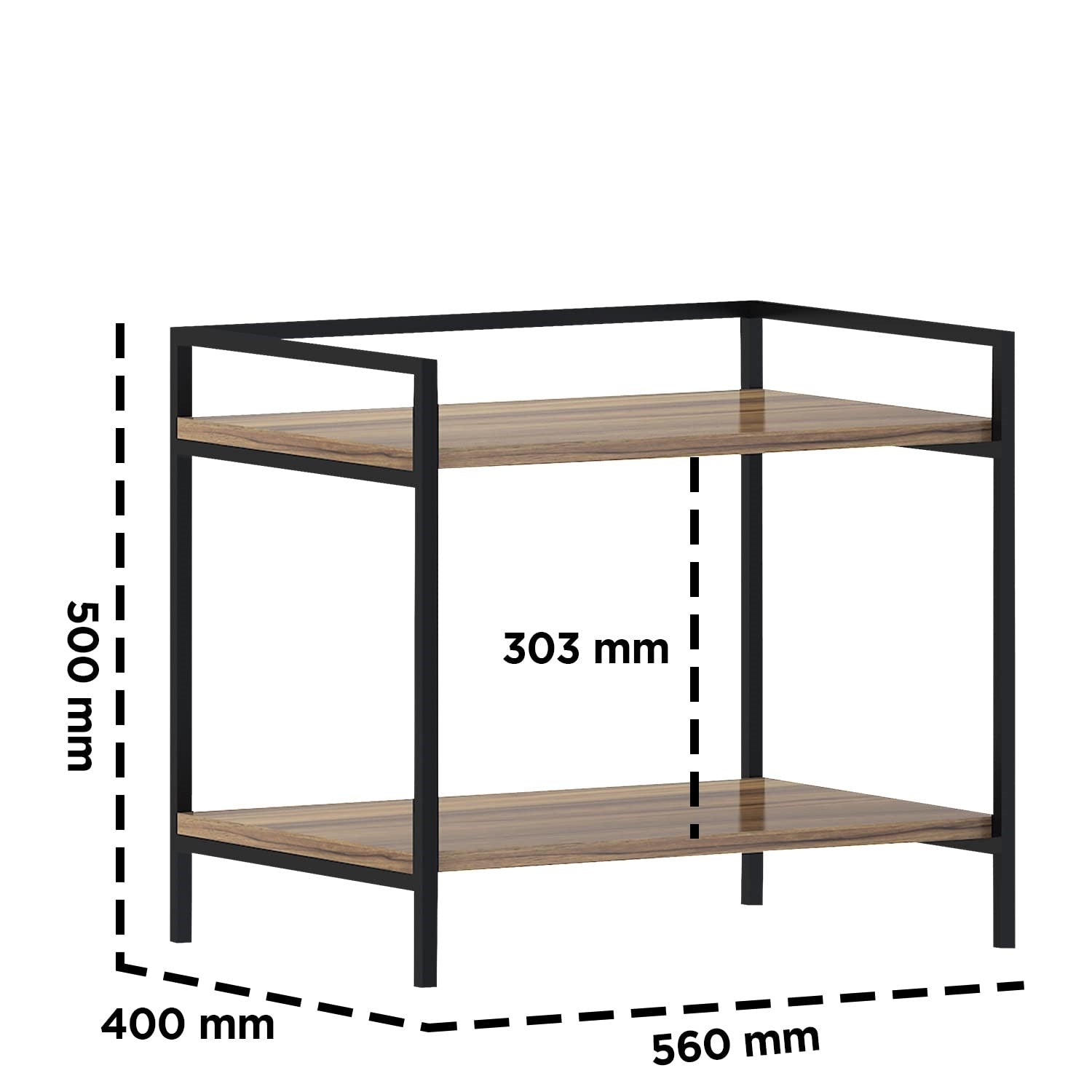2-Tier Wood & Metal Microwave Stand