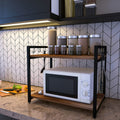 2-Tier Wood & Metal Microwave Stand