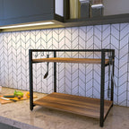 2-Tier Wood & Metal Microwave Stand